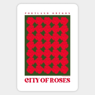 Portland, Oregon - City Of Roses (Green & Red) Magnet